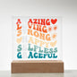 Mother | Amazing, Loving, Strong, Happy, Selfless, Graceful | Square Acrylic Plaque (LED Option)