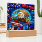 Stained Glass Patriotic Eagle | Acrylic Plaque (LED Option)