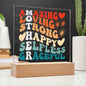 Mother | Amazing, Loving, Strong, Happy, Selfless, Graceful | Square Acrylic Plaque (LED Option)