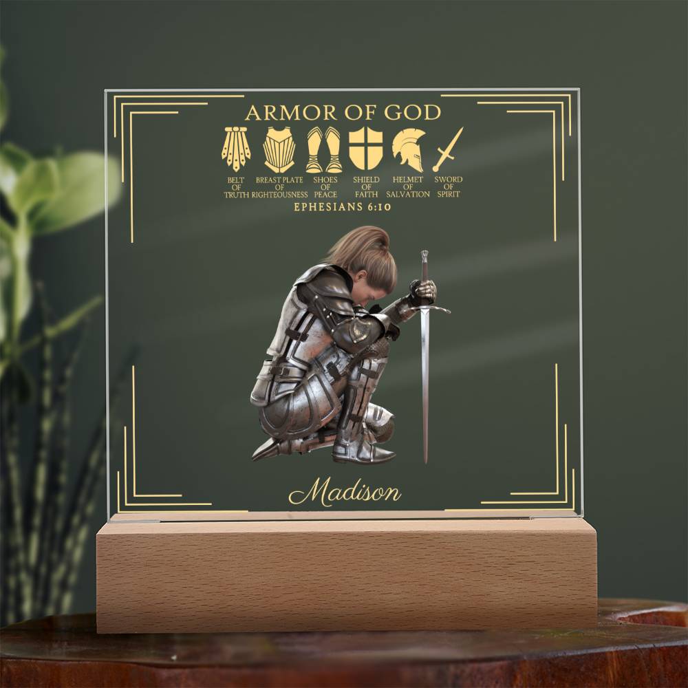 Personalized Armor of God Acrylic Plaque (LED Option)