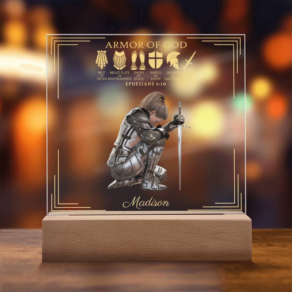 Personalized Armor of God Acrylic Plaque (LED Option)