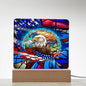Stained Glass Patriotic Eagle | Acrylic Plaque (LED Option)