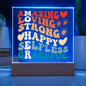 Mother | Amazing, Loving, Strong, Happy, Selfless, Graceful | Square Acrylic Plaque (LED Option)