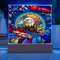 Stained Glass Patriotic Eagle | Acrylic Plaque (LED Option)
