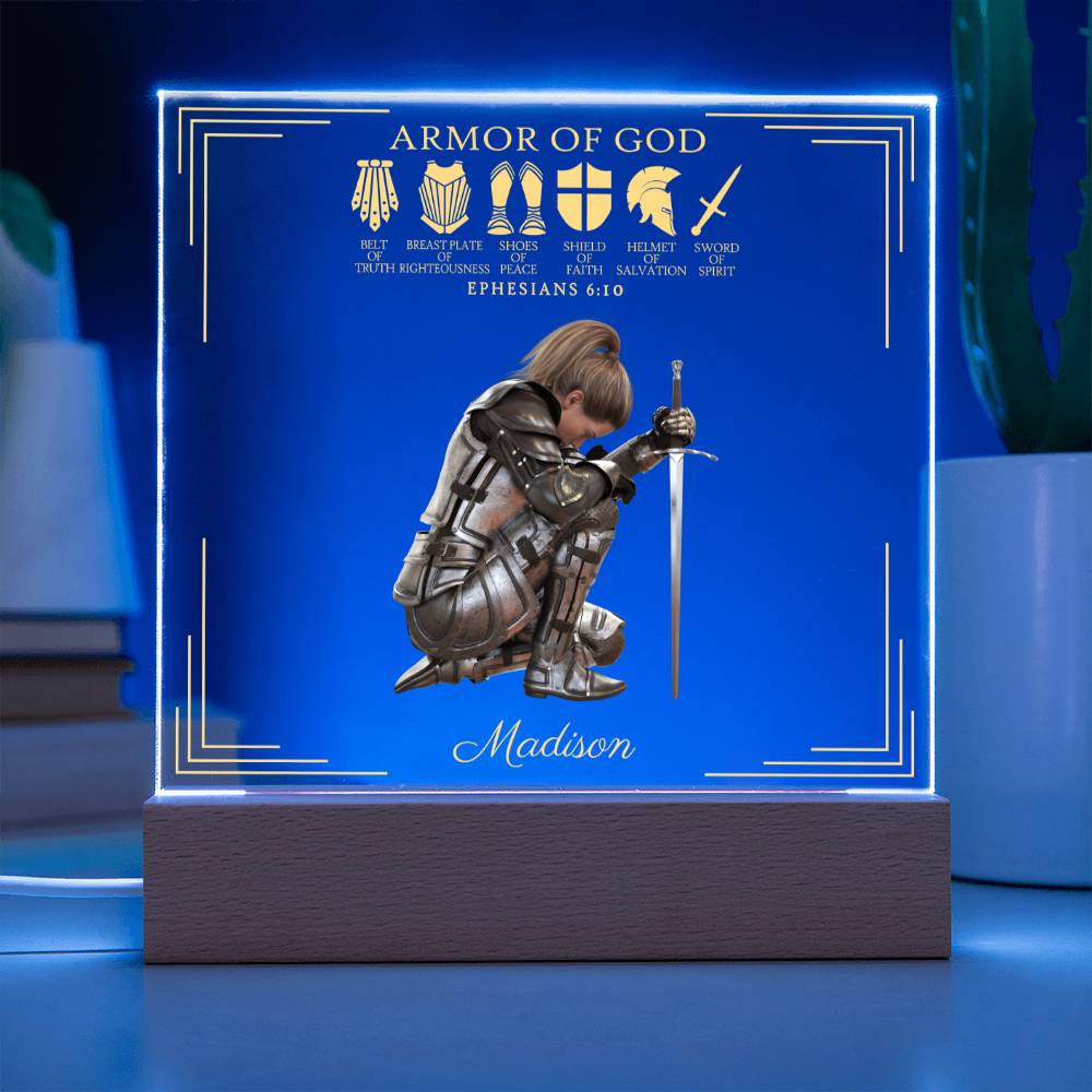 Personalized Armor of God Acrylic Plaque (LED Option)