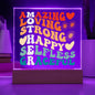 Mother | Amazing, Loving, Strong, Happy, Selfless, Graceful | Square Acrylic Plaque (LED Option)