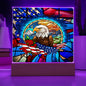 Stained Glass Patriotic Eagle | Acrylic Plaque (LED Option)