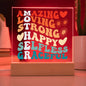 Mother | Amazing, Loving, Strong, Happy, Selfless, Graceful | Square Acrylic Plaque (LED Option)