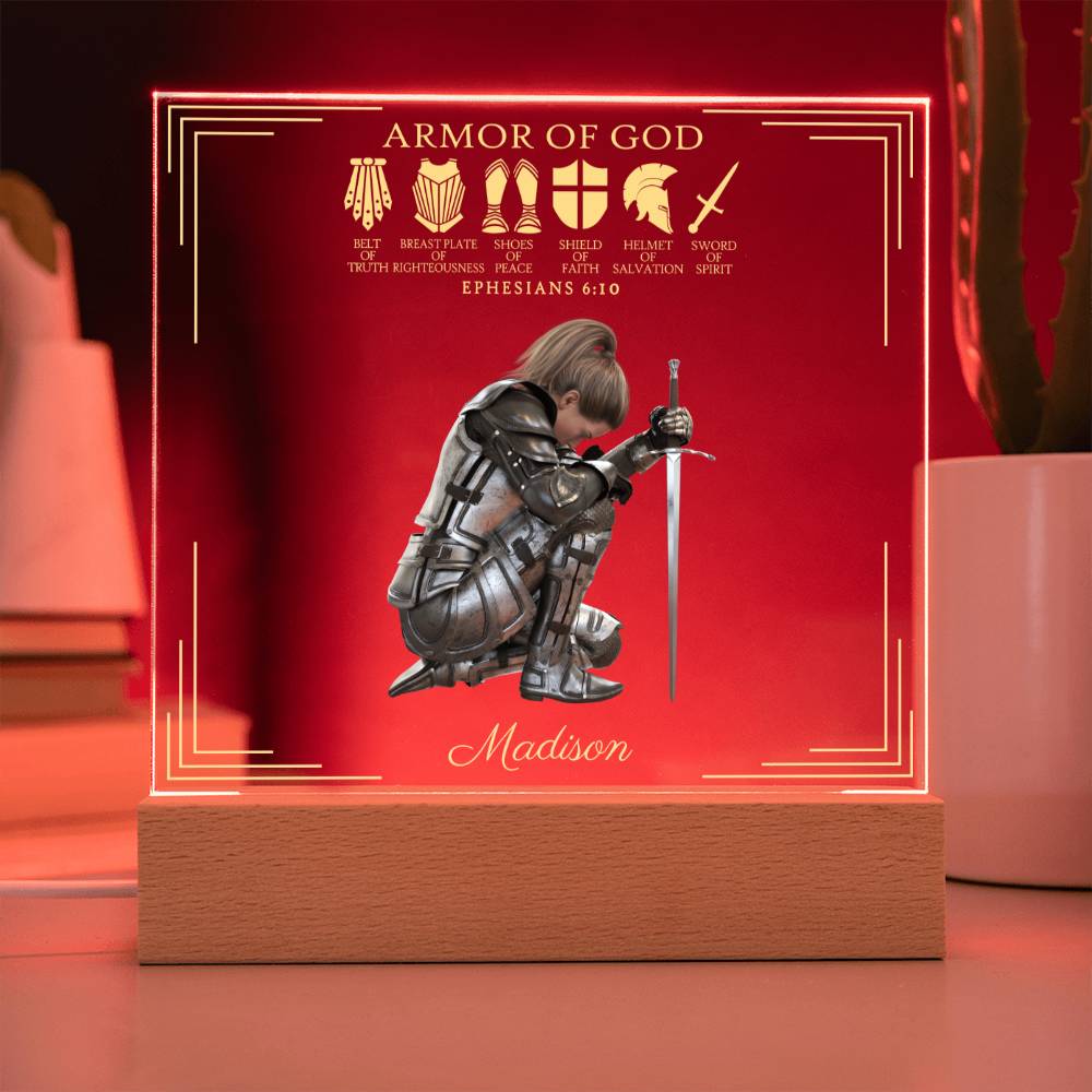 Personalized Armor of God Acrylic Plaque (LED Option)