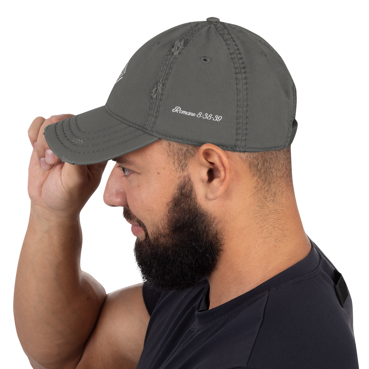 GOD IS GREATER THAN THE HIGHS AND LOWS | Embroidered Distressed Cap