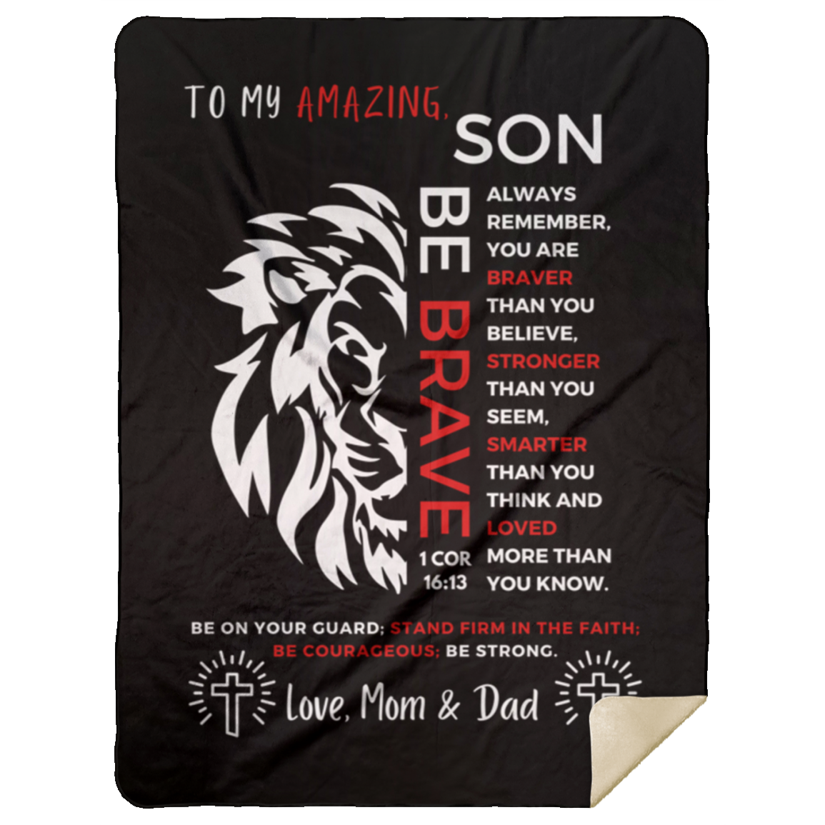 Son (Love Mom & Dad) Be Brave Blanket