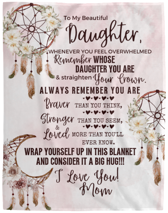 (ALMOST SOLD OUT - TOP SELLER) - 50% OFF ENDING SOON - To My Daughter (Love, Mom) Boho COZY FLEECE BLANKET