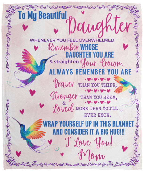 Daughter (Love, Mom) Hummingbirds Blanket