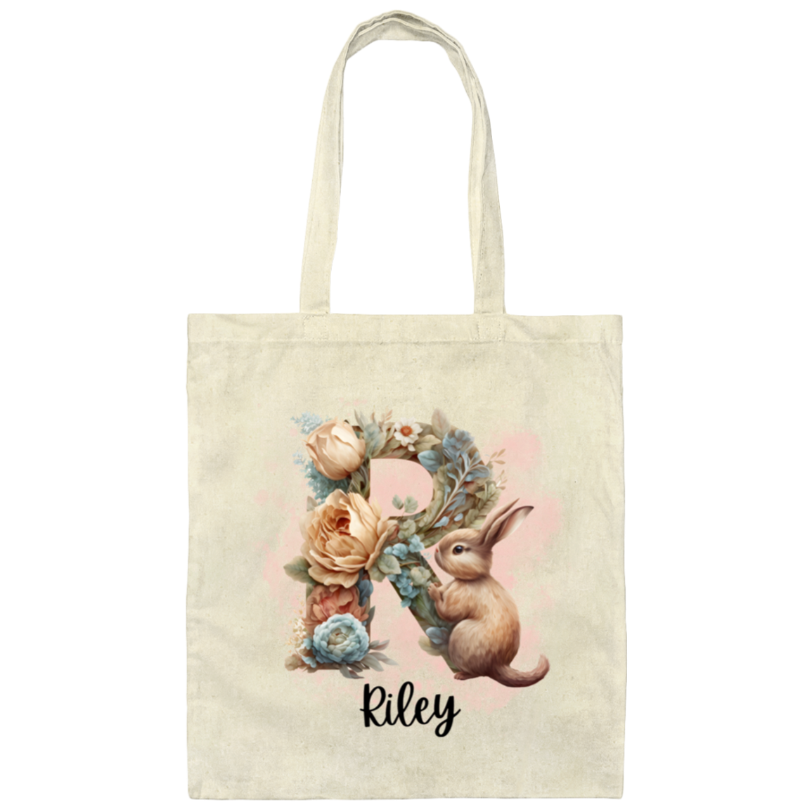 Personalized Easter Spring Canvas Tote Bag