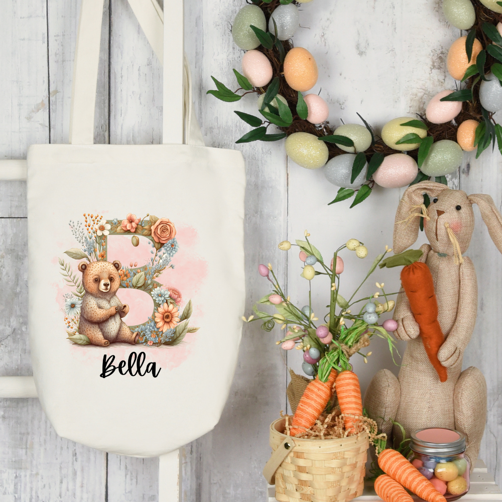 Personalized Easter Spring Canvas Tote Bag