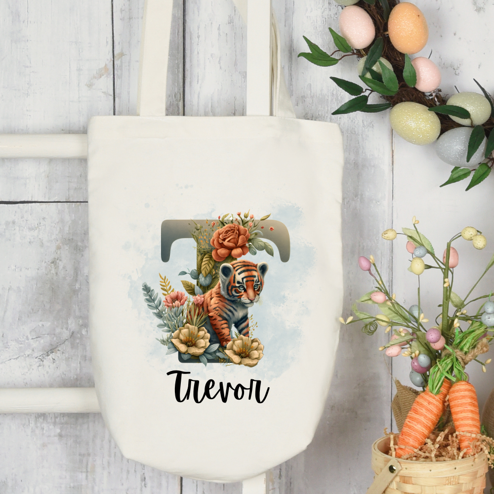 Personalized Easter Spring Canvas Tote Bag