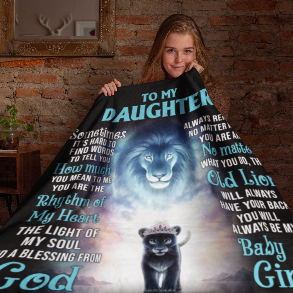 (ALMOST SOLD OUT - TOP SELLER) - 50% OFF ENDING SOON To My Daughter (Love, Dad) Blue Lion Blanket