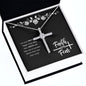 Faith Over Fear | Roses (Blk) | Cross Necklace