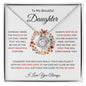 To My Beautiful Daughter | Love and Light Coral Lettering | Love Knot Necklace