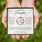 To My Beautiful Daughter | Love and Light Coral Lettering | Love Knot Necklace