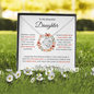To My Beautiful Daughter | Love and Light Coral Lettering | Love Knot Necklace