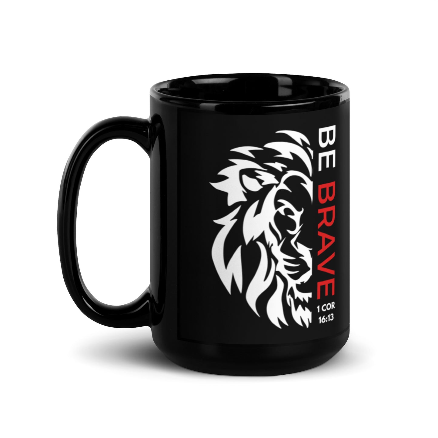 Be Brave Lion | Black Glossy Mug