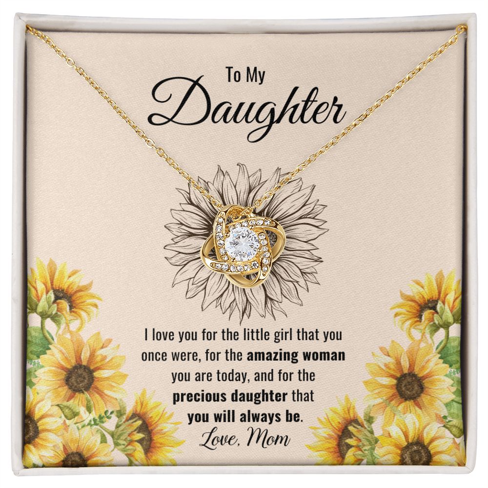 (ALMOST SOLD OUT - #1 SELLER) - 50% OFF ENDING SOON - To My Daughter | Precious Daughter Sunflower | Love Knot Necklace