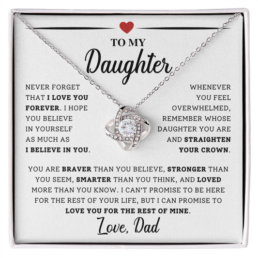 To My Daughter | You Are Braver (Heart) | Love Knot Necklace