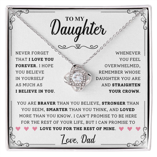 To My Daughter | Believe In Yourself (Crown Hearts) | Love Knot Necklace