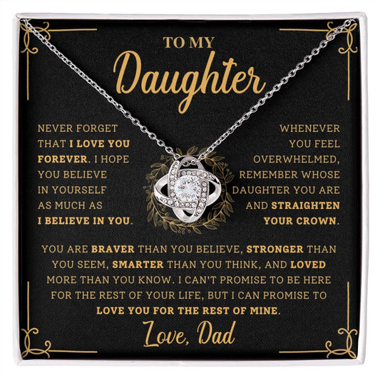 To My Daughter | I Love You Forever (Gold) | Love Knot Necklace