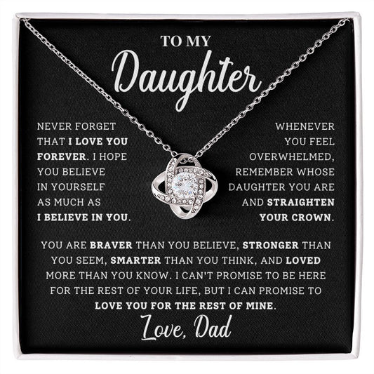 To My Daughter | Remember Whose Daughter You Are | Love Knot Necklace