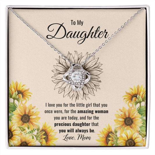 (ALMOST SOLD OUT - #1 SELLER) - 50% OFF ENDING SOON - To My Daughter | Precious Daughter Sunflower | Love Knot Necklace