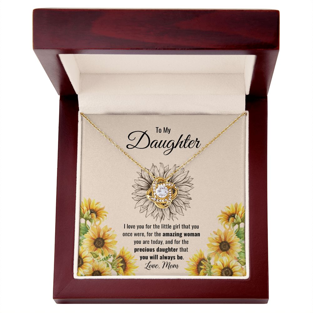 (ALMOST SOLD OUT - #1 SELLER) - 50% OFF ENDING SOON - To My Daughter | Precious Daughter Sunflower | Love Knot Necklace