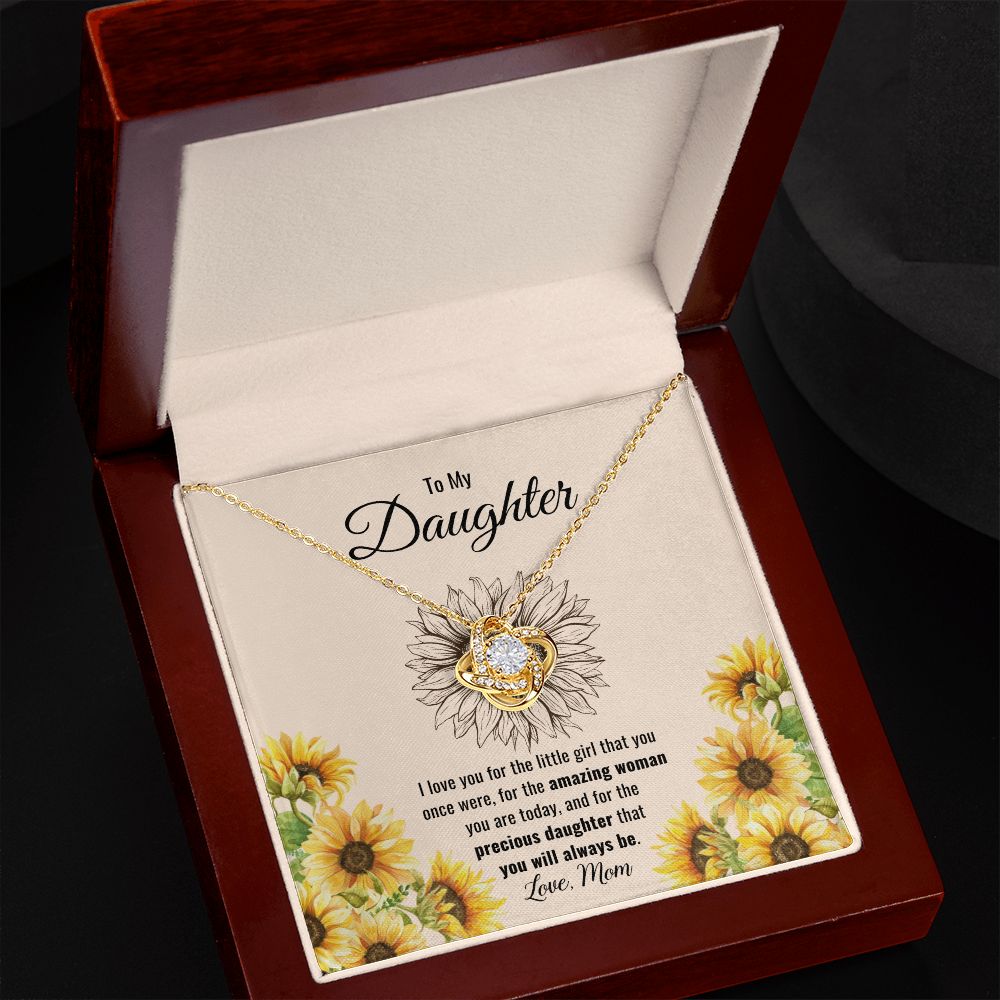 (ALMOST SOLD OUT - #1 SELLER) - 50% OFF ENDING SOON - To My Daughter | Precious Daughter Sunflower | Love Knot Necklace