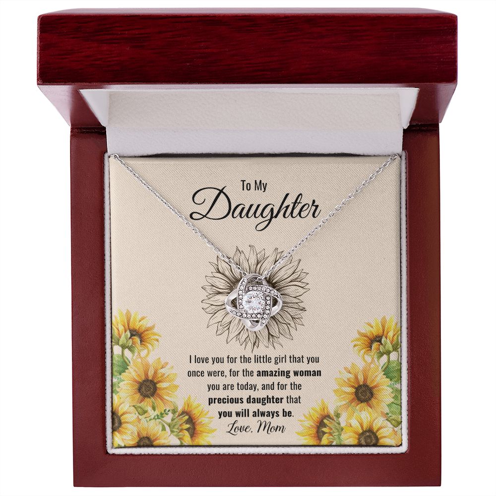 (ALMOST SOLD OUT - #1 SELLER) - 50% OFF ENDING SOON - To My Daughter | Precious Daughter Sunflower | Love Knot Necklace