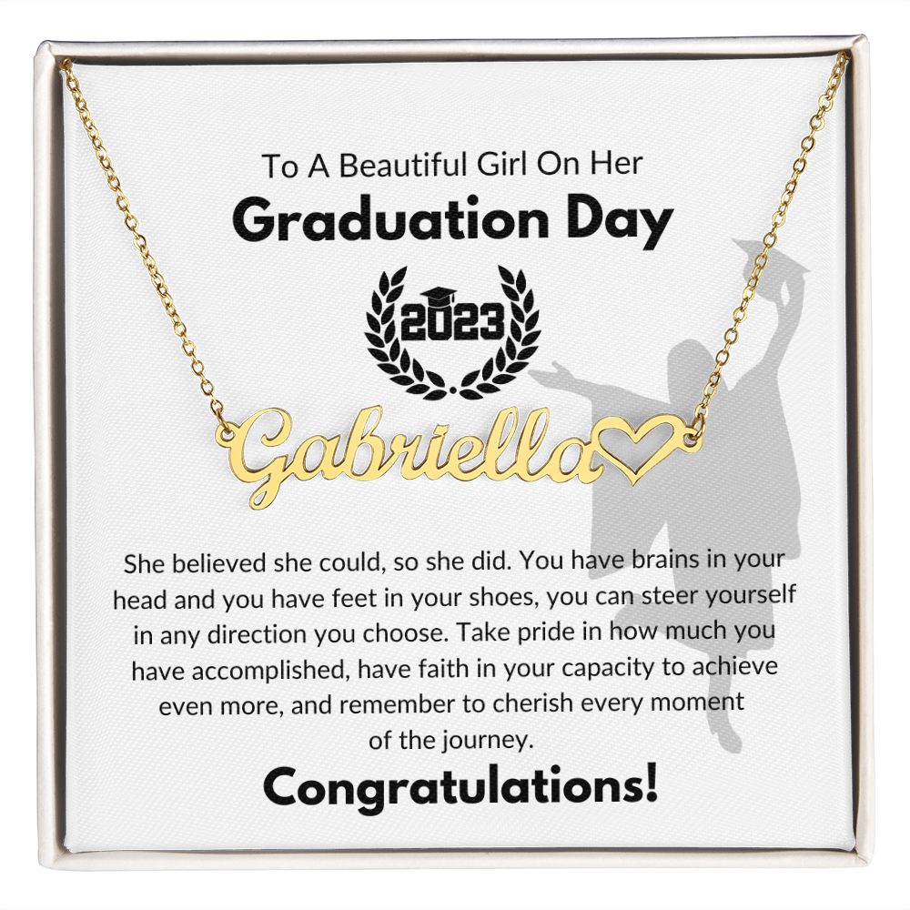 To A Beautiful Girl On Her Graduation Day | Personalized Name Necklace Heart