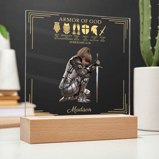 Personalized Armor of God Acrylic Plaque (LED Option)