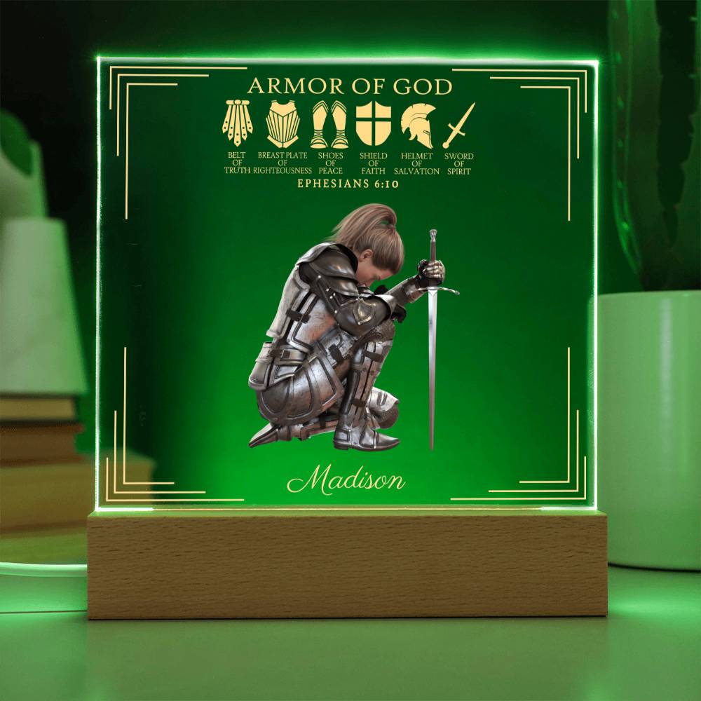 Personalized Armor of God Acrylic Plaque (LED Option)
