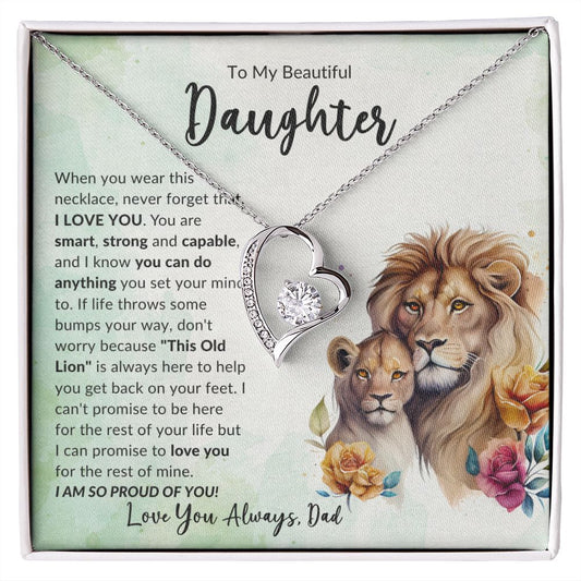 To My Beautiful Daughter | Never Forget Watercolor Lions | Forever Love Necklace