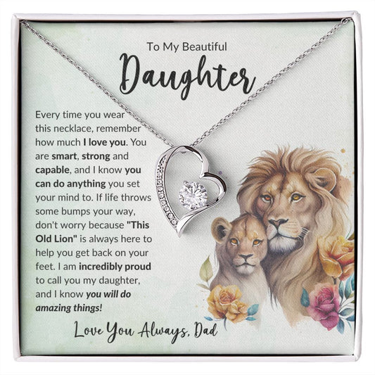 To My Beautiful Daughter | Watercolor Lions | Forever Love Necklace