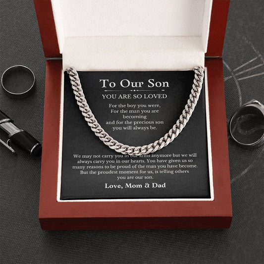 To Our Son | You Are So Loved | Cuban Chain Necklace for Son