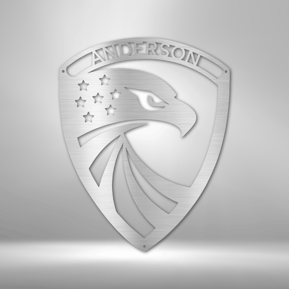 Modern Eagle Monogram - Steel Sign