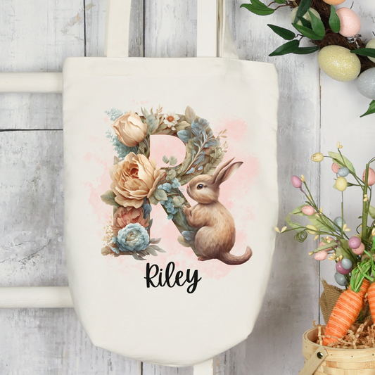Personalized Easter Spring Canvas Tote Bag