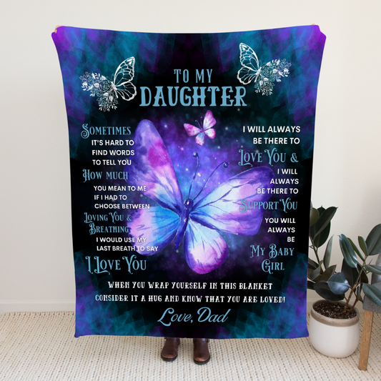 Daughter (Love, Dad) Butterfly Blanket