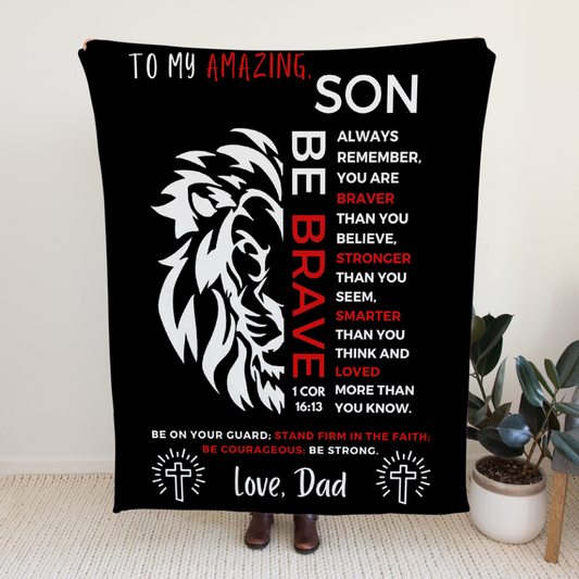 Son (Love Dad) Be Brave Blanket