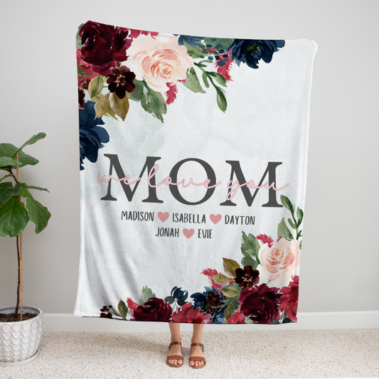 PERSONALIZED Mom Floral Blanket