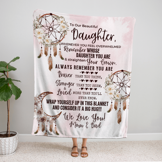 (ALMOST SOLD OUT - #1 SELLER) - 50% OFF ENDING SOON - To Our Daughter (Love, Mom & Dad) Boho COZY FLEECE/PREMIUM SHERPA BLANKET