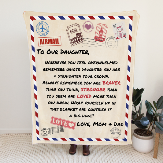 Daughter (Love, Mom & Dad) Postage Blanket