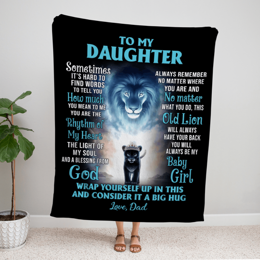 (ALMOST SOLD OUT - TOP SELLER) - 50% OFF ENDING SOON To My Daughter (Love, Dad) Blue Lion Blanket