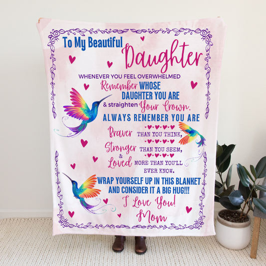 Daughter (Love, Mom) Hummingbirds Blanket